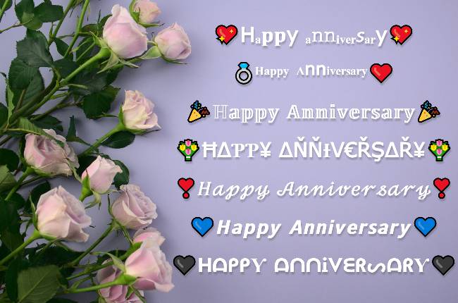 Happy Anniversary Stylish Text Fonts